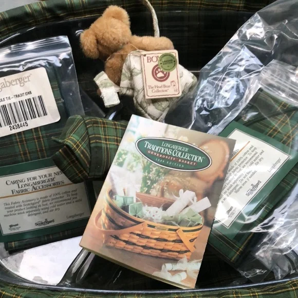 Vtg ‘99 LONGABERGER Generosity Basket 9-Piece Set RARE Inserts Green Plaid NEW